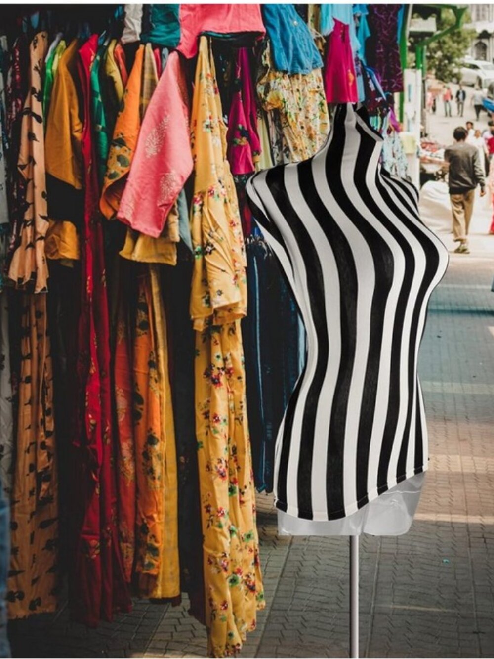 Black and White stripe Female Mannequin Cloth Cover - Picture 11 of 12